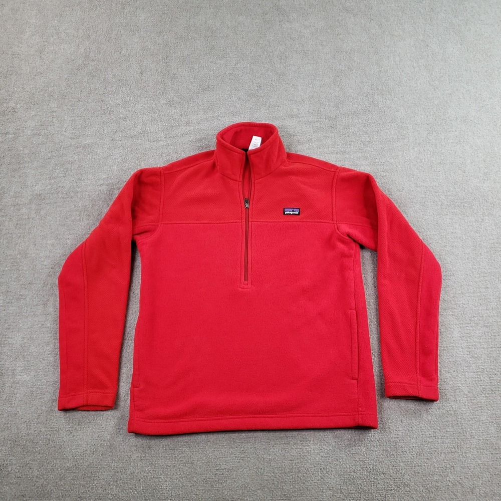 Patagonia Synchilla Marsupial Jacket Mens Medium Red 1/4 Zip Pockets Fleece